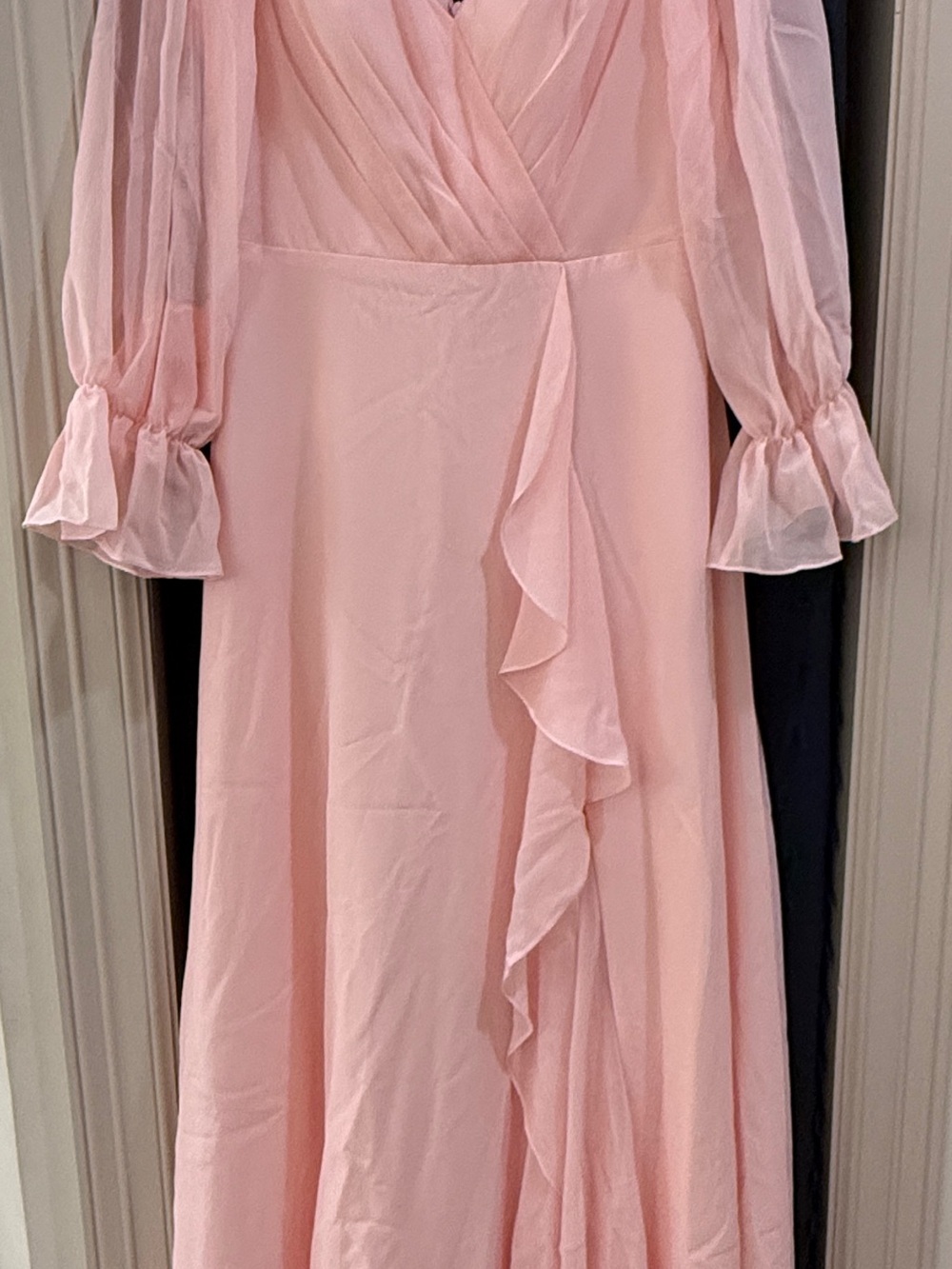 JJs House Soft Pink Ruffle-Trim Long Sleeve Dress